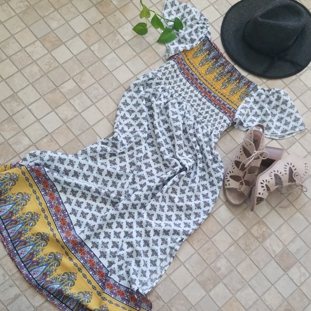 Boho on or off shoulder dress